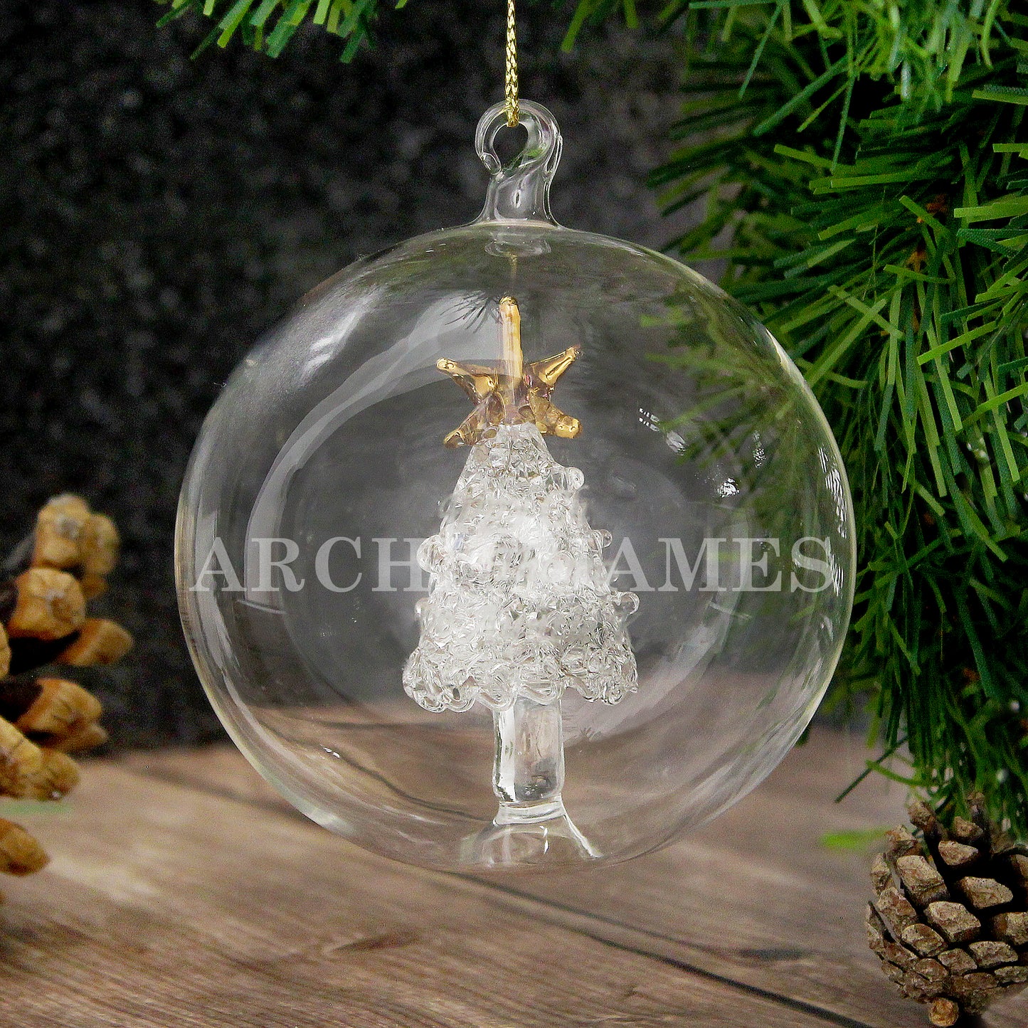 Personalised Name Only Christmas Tree Glass Bauble - image 3