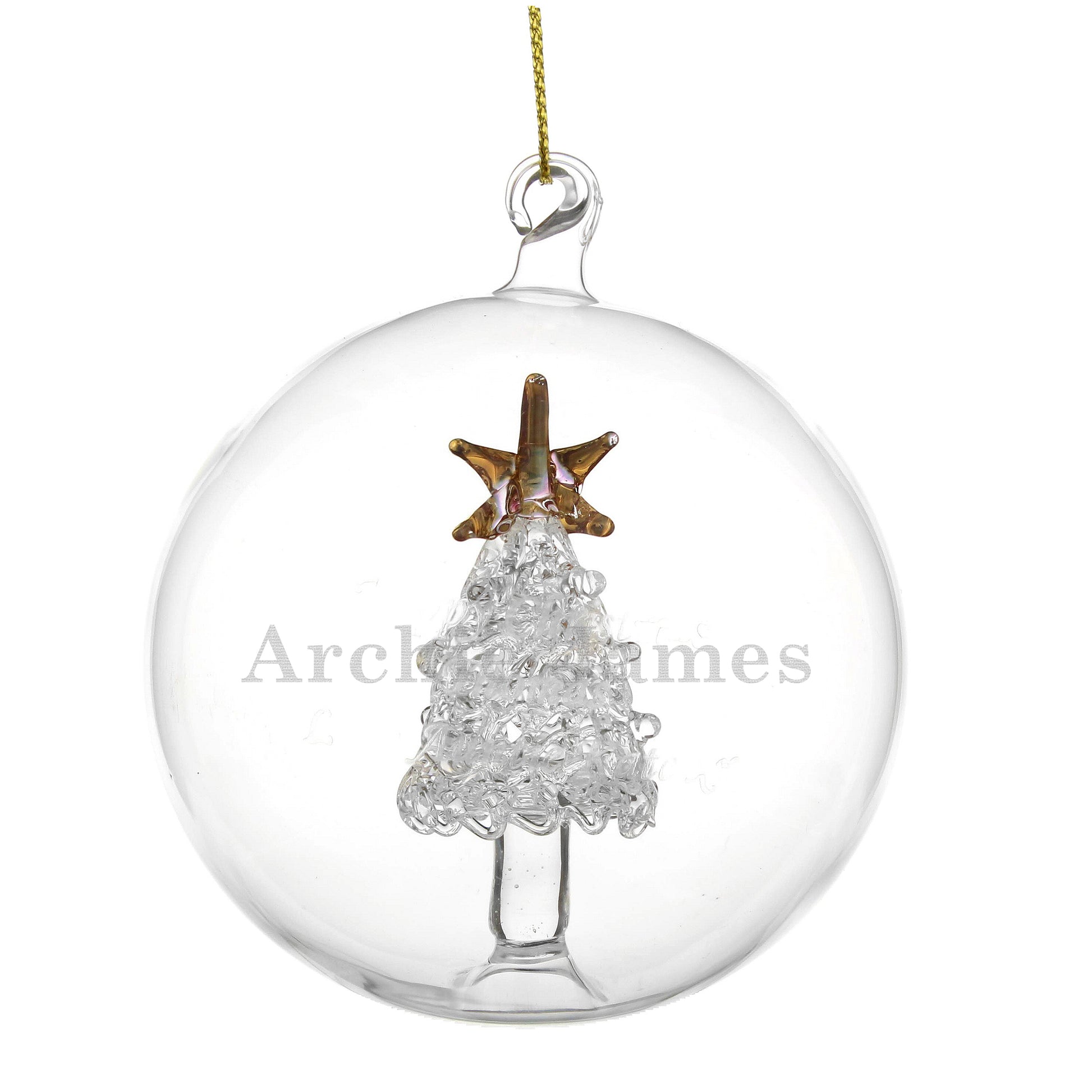 Personalised Name Only Christmas Tree Glass Bauble - image 4