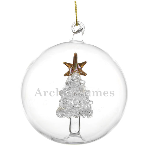 Personalised Name Only Christmas Tree Glass Bauble - image 4