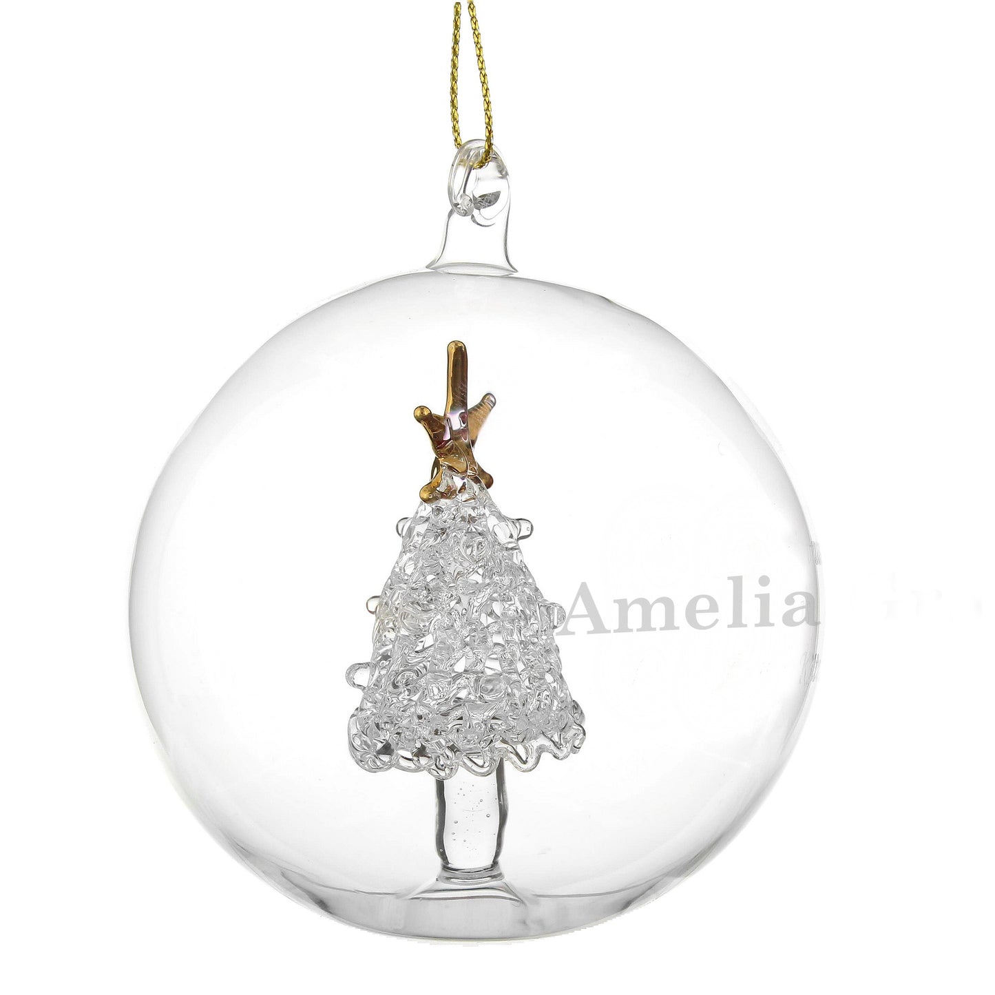 Personalised Name Only Christmas Tree Glass Bauble - image 6