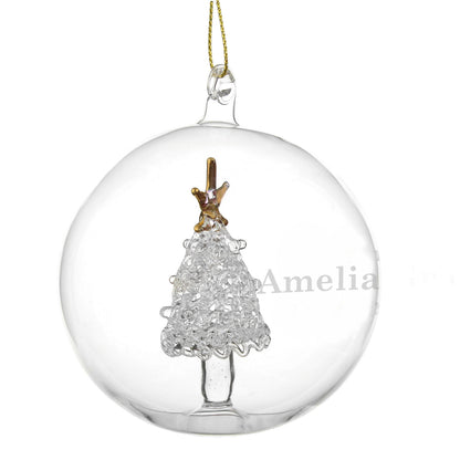 Personalised Name Only Christmas Tree Glass Bauble - image 6