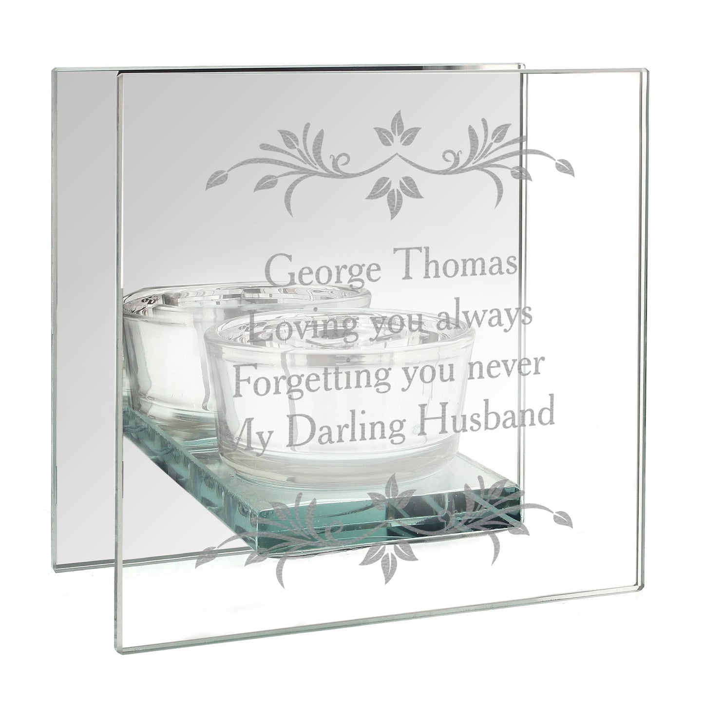 Personalised Sentiments Mirrored Glass Tea Light Candle Holder - image 5