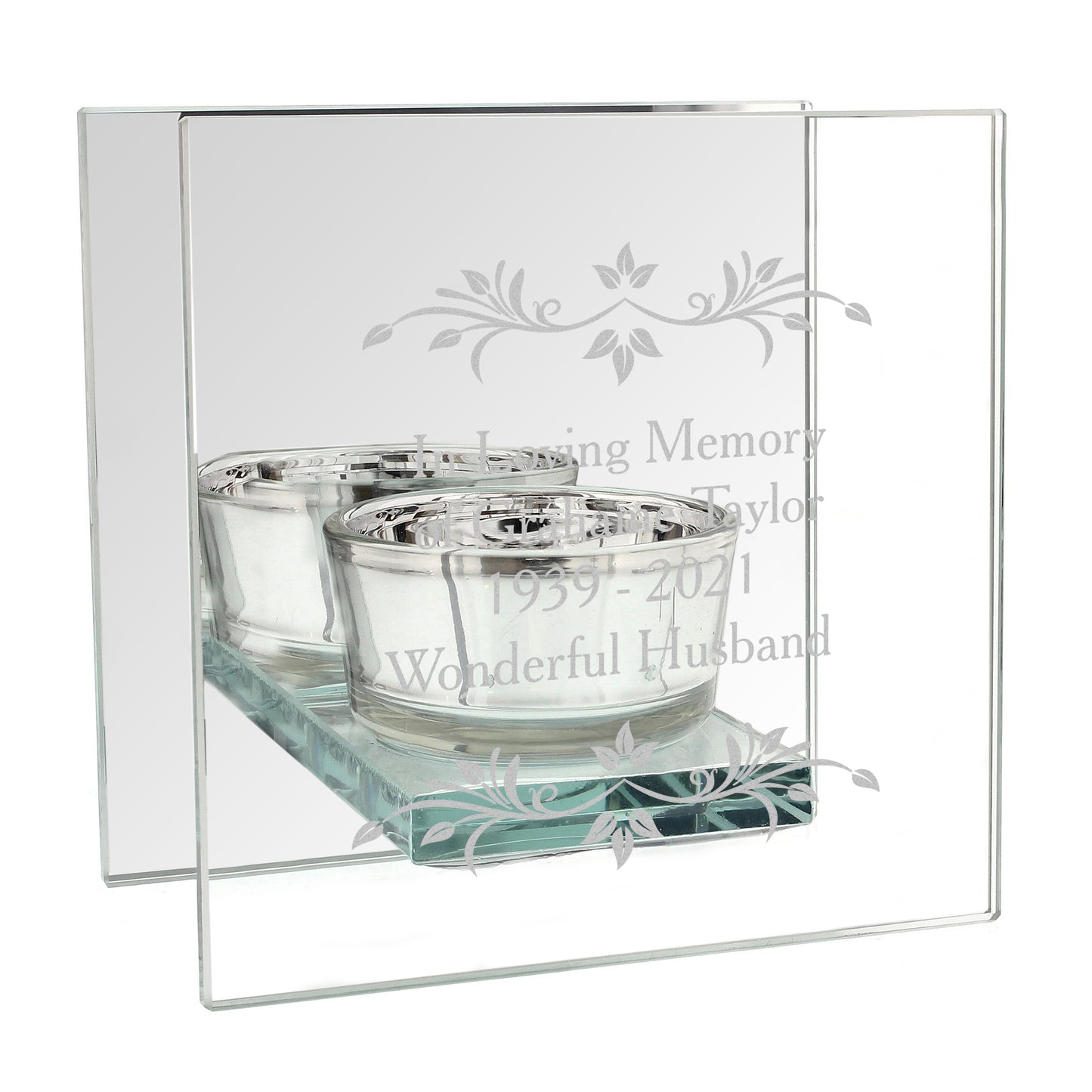 Personalised Sentiments Mirrored Glass Tea Light Candle Holder - image 8