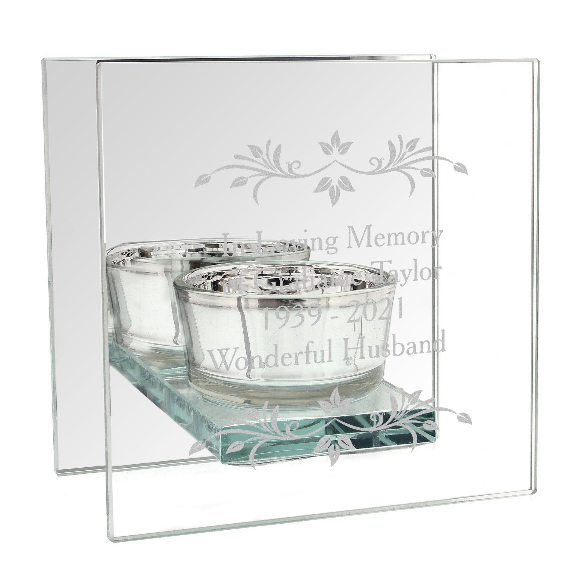Personalised Sentiments Mirrored Glass Tea Light Candle Holder - image 8