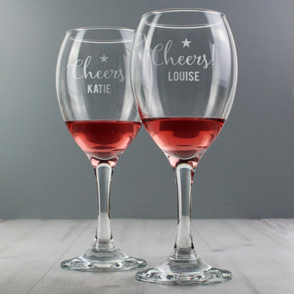 Personalised Cheers Wine Glass Set - image 3