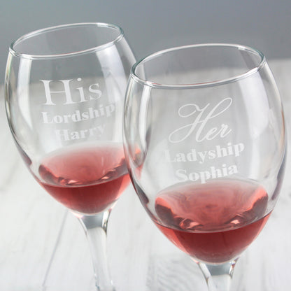 Personalised His & Her Wine Glass Set from Heartfelt Gifts