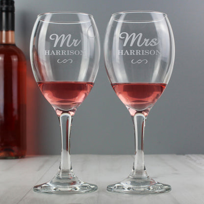Personalised Mr & Mrs Wine Glass Set - image 3