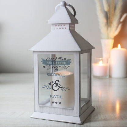 Personalised Couples Special Date White Lantern - image 3