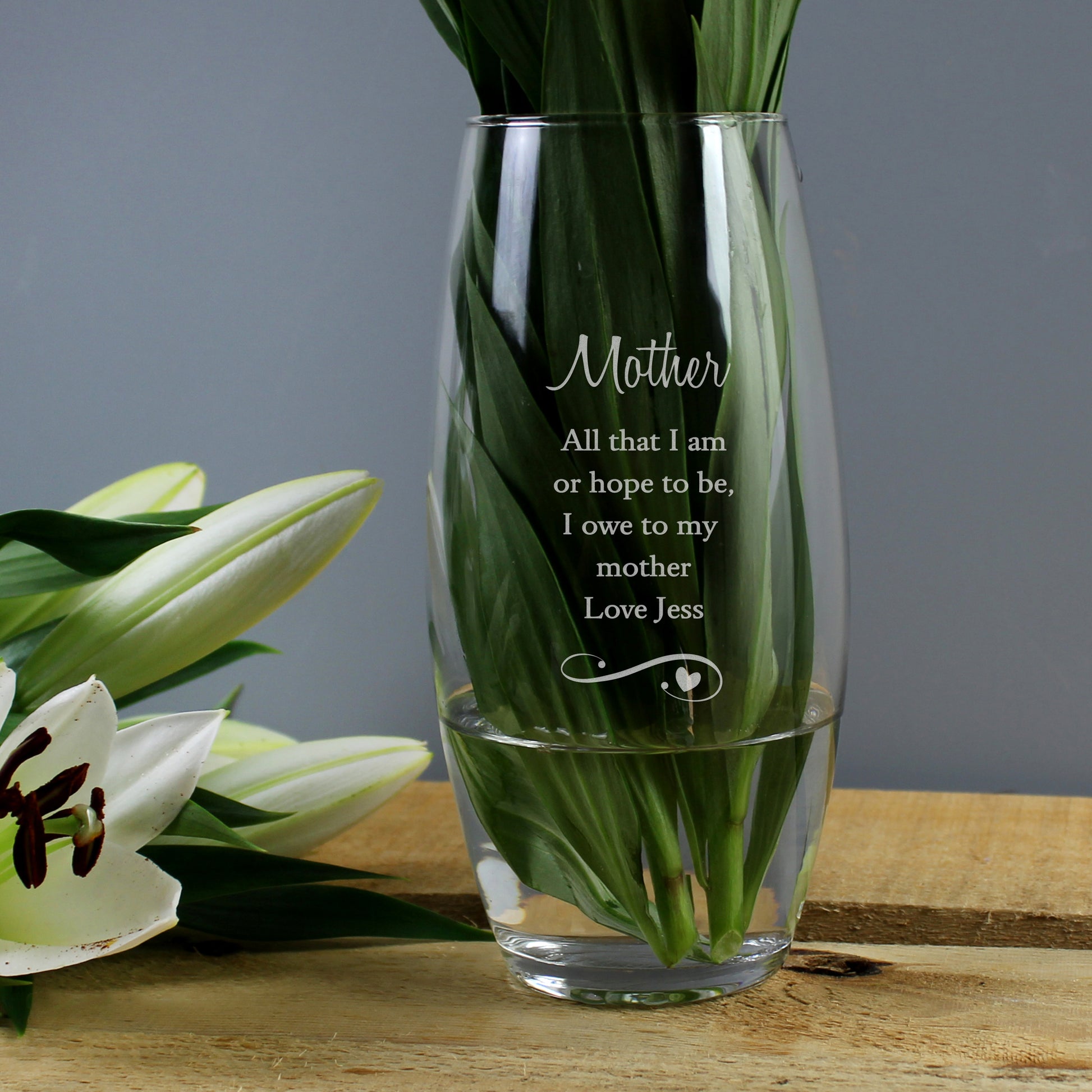 Personalised Swirls & Hearts Bullet Vase from Heartfelt Gifts