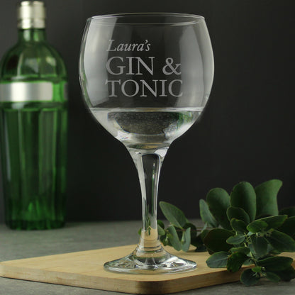 Personalised Gin & Tonic Balloon Glass from Heartfelt Gifts