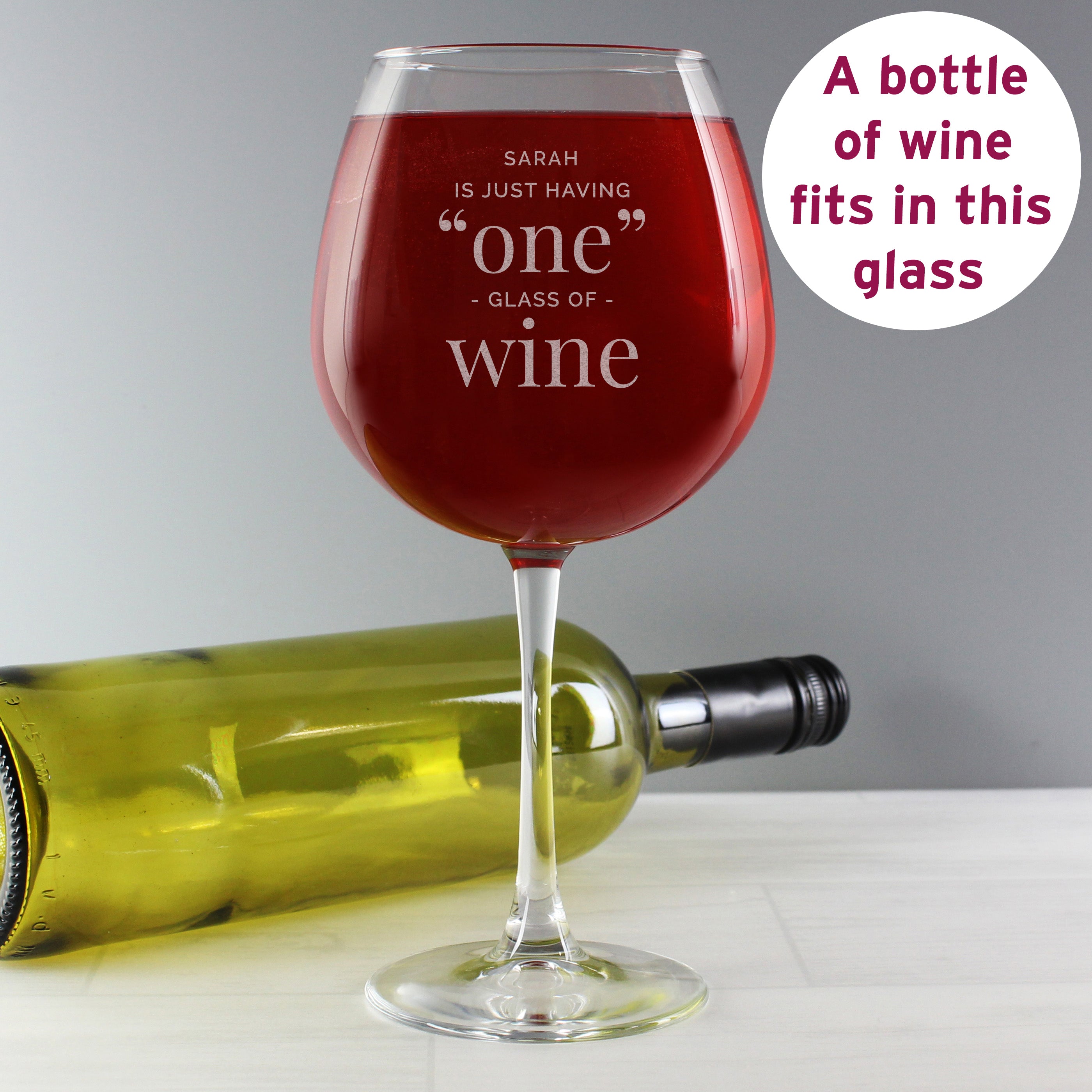 Personalised 'One Glass' Bottle of Wine Glass from Heartfelt Gifts