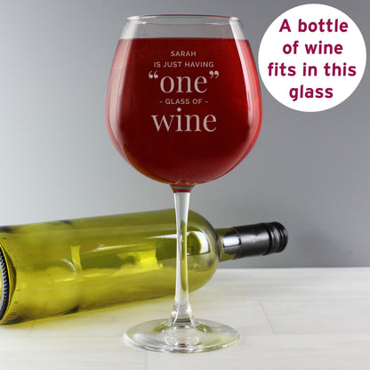 Personalised 'One Glass' Bottle of Wine Glass from Heartfelt Gifts