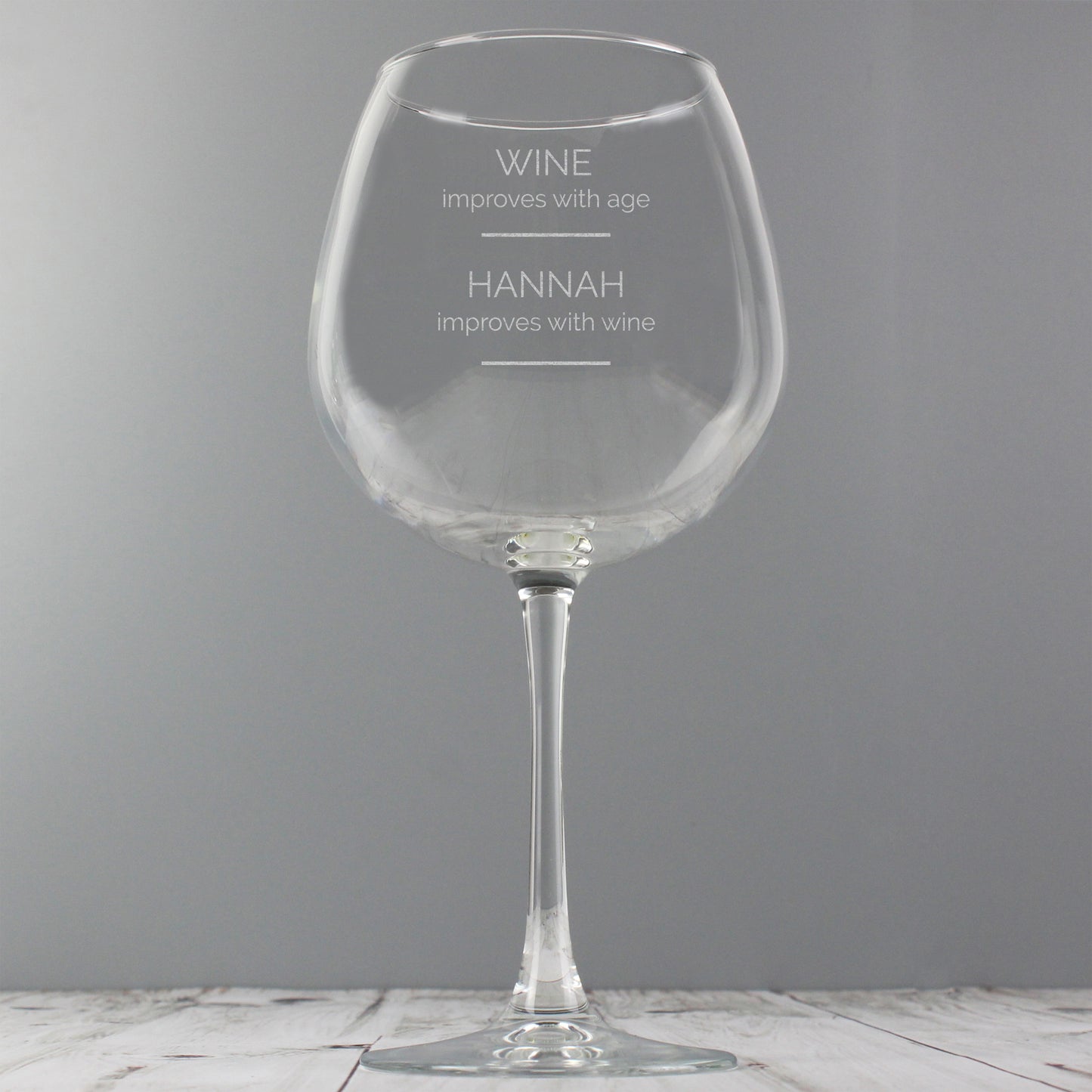 Personalised 'Wine Improves with Age' Bottle of Wine Glass - image 3