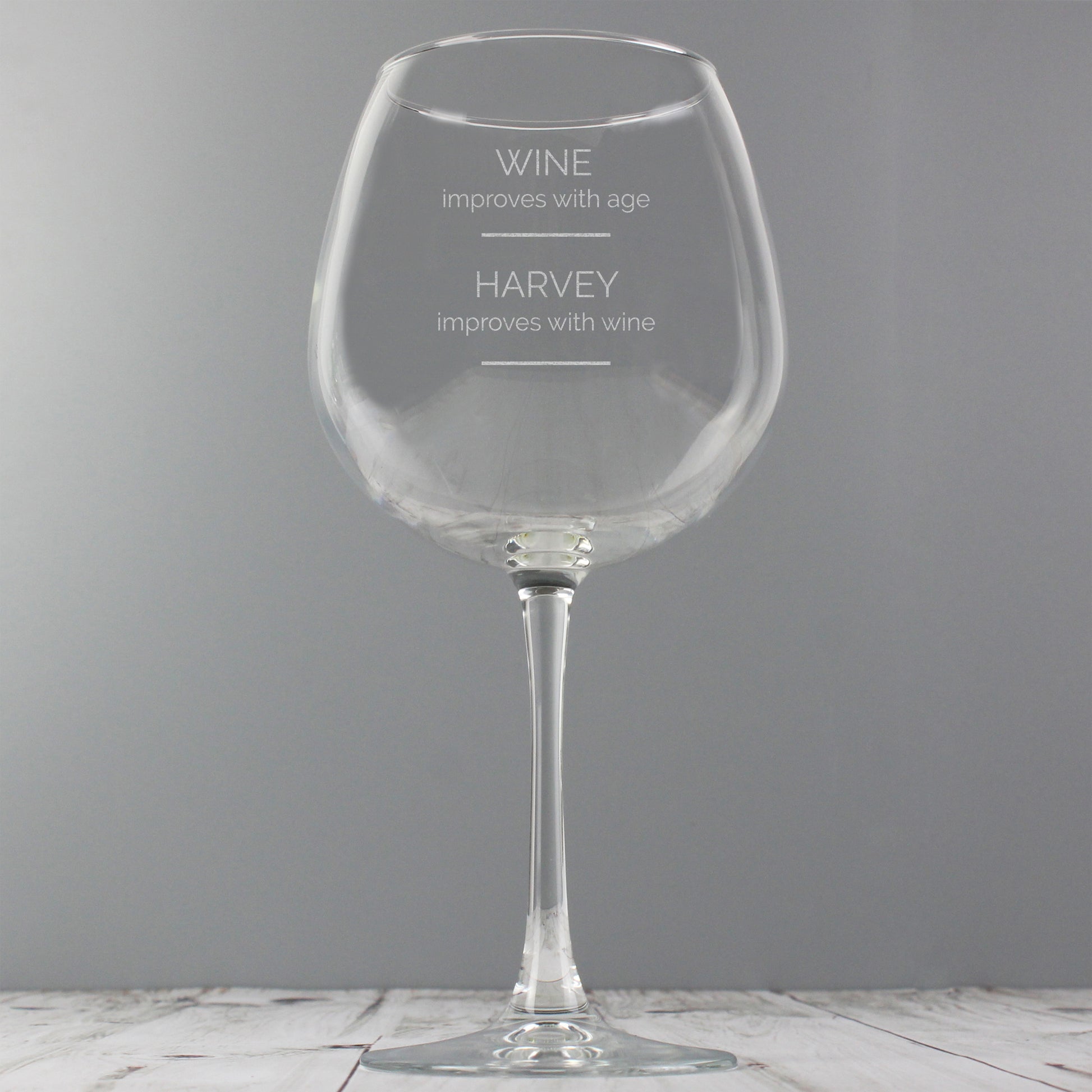 Personalised 'Wine Improves with Age' Bottle of Wine Glass - image 5
