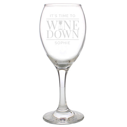 Personalised 'It's Time to Wine Down' Wine Glass - image 2