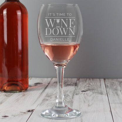 Personalised 'It's Time to Wine Down' Wine Glass - image 5