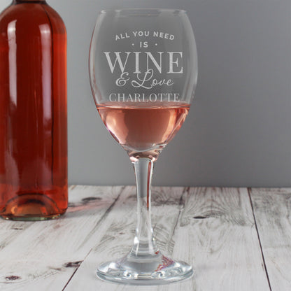Personalised 'All You Need is Wine' Wine Glass - image 3