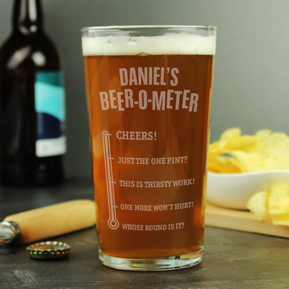 Personalised Beer-o-Meter Pint Glass - image 2