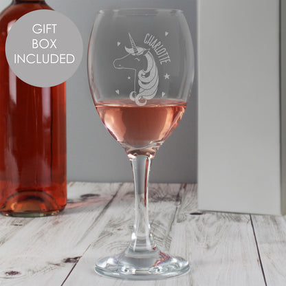 Personalised Unicorn Engraved Wine Glass from Heartfelt Gifts