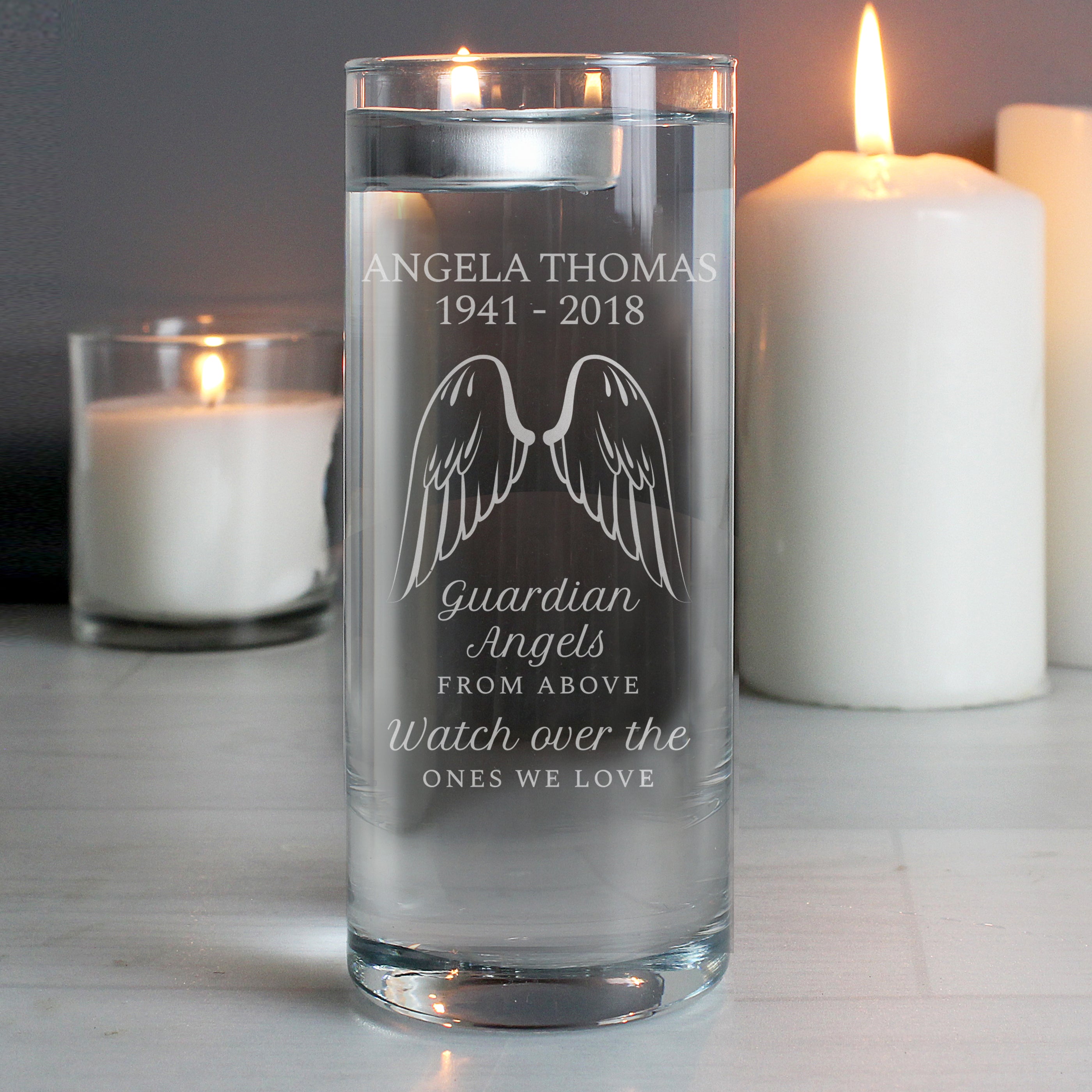 Personalised Guardian Angel Wings Floating Candle Holder from Heartfelt Gifts