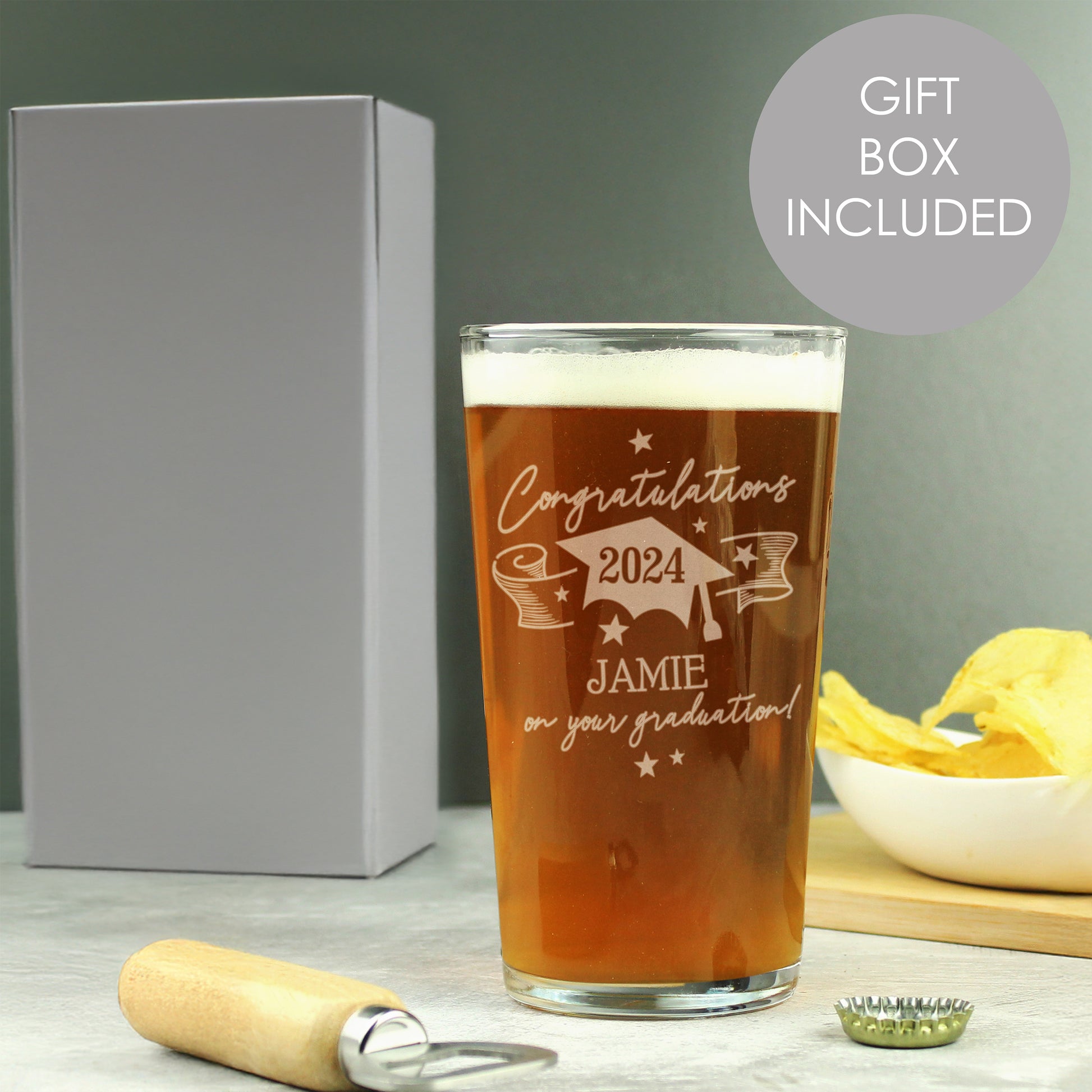 Personalised Graduation Pint Glass from Heartfelt Gifts