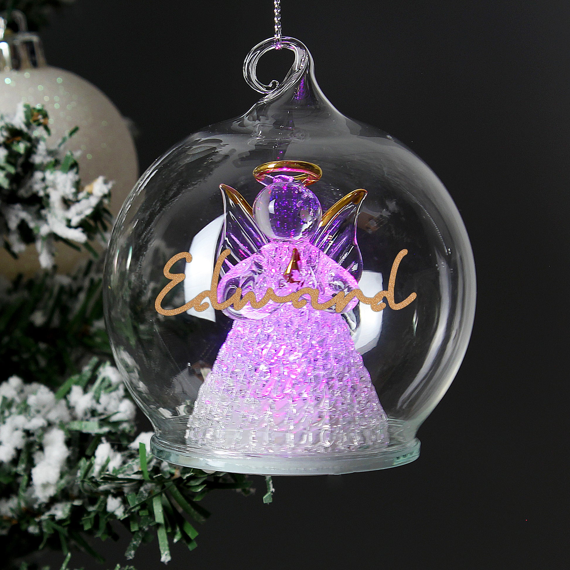 Personalised Christmas LED Angel Bauble - image 2