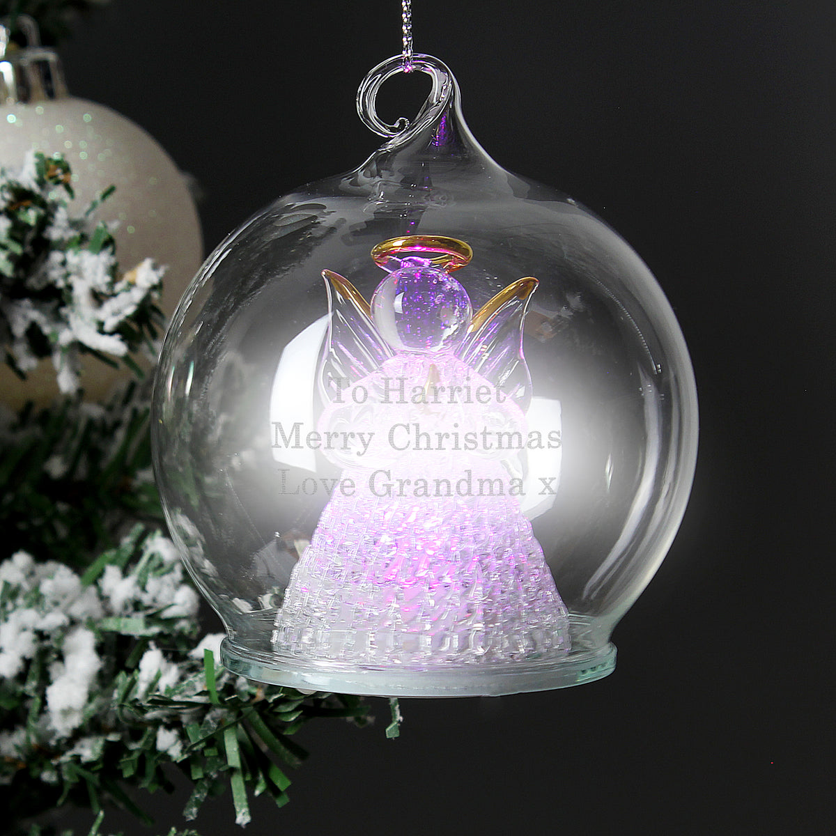 Personalised Christmas Message LED Angel Bauble - image 4