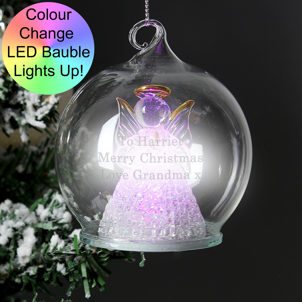 Personalised Christmas Message LED Angel Bauble - image 7
