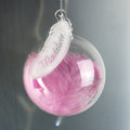 Personalised Pink Feather Glass Bauble from Heartfelt Gifts