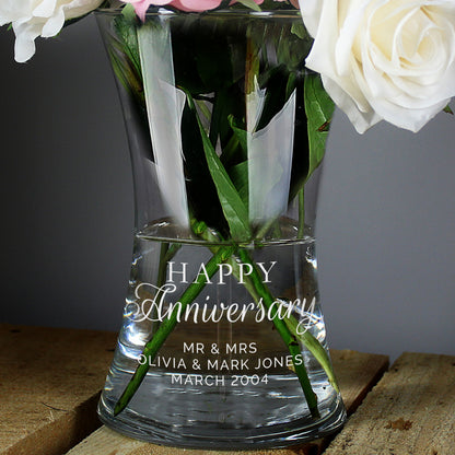 Personalised 'Happy Anniversary' Glass Vase - image 5