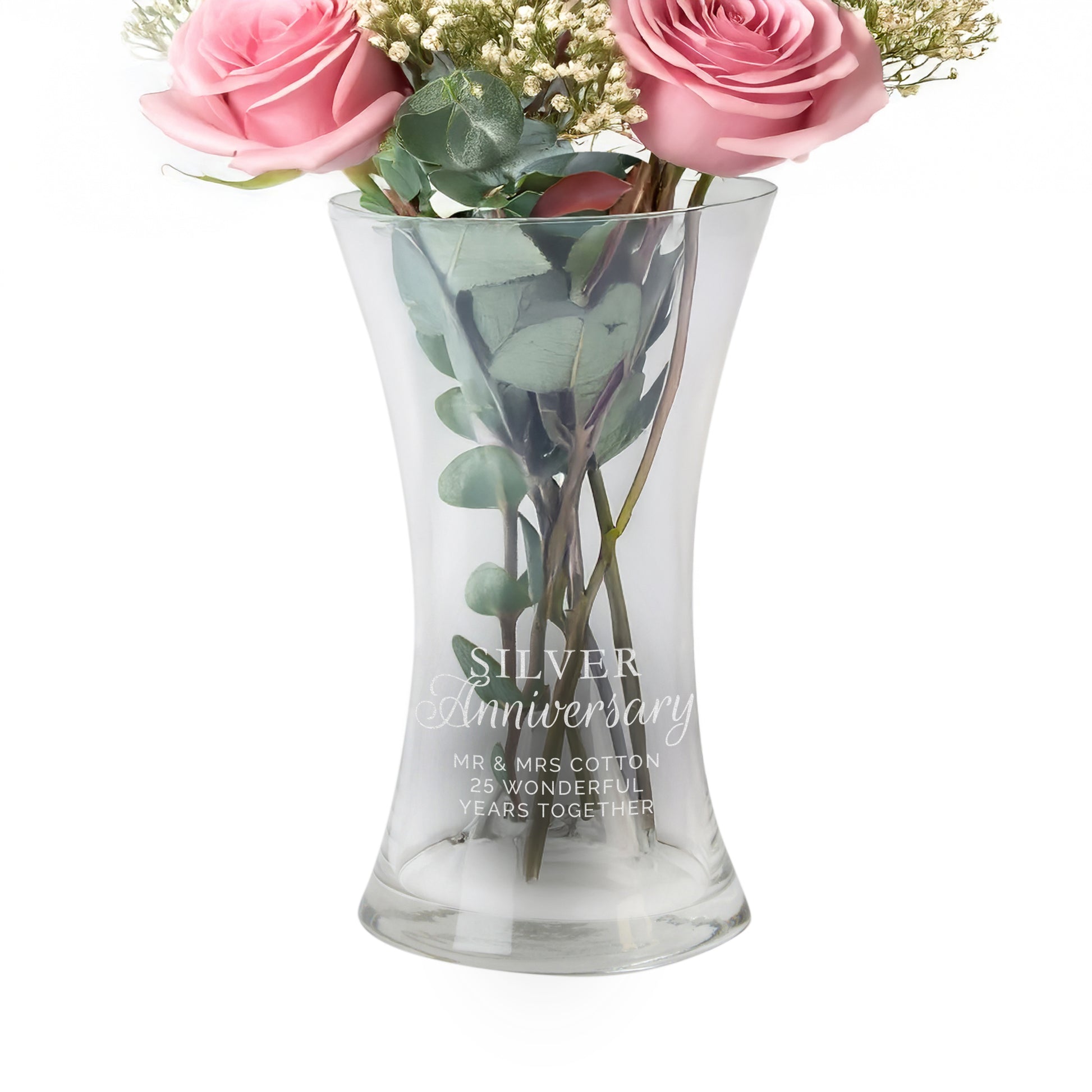 Personalised 'Silver Anniversary' Glass Vase - image 4