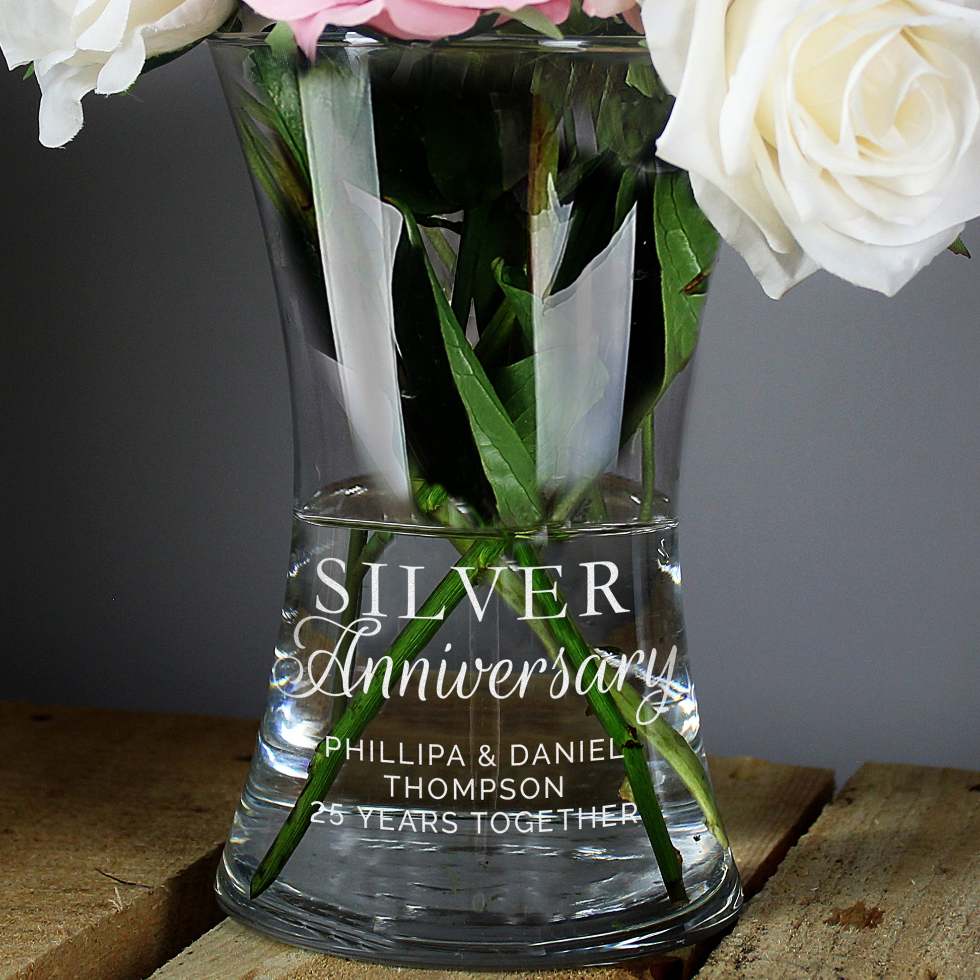 Personalised 'Silver Anniversary' Glass Vase - image 5