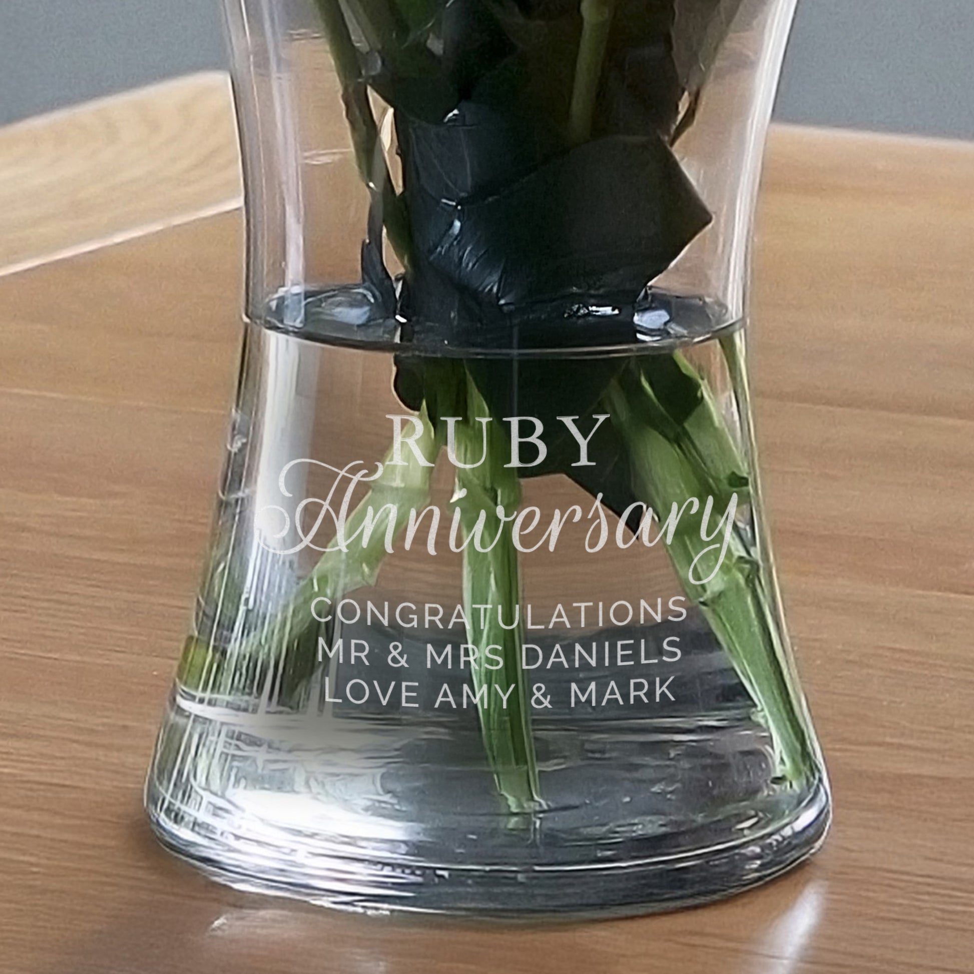 Personalised 'Ruby Anniversary' Glass Vase - image 3