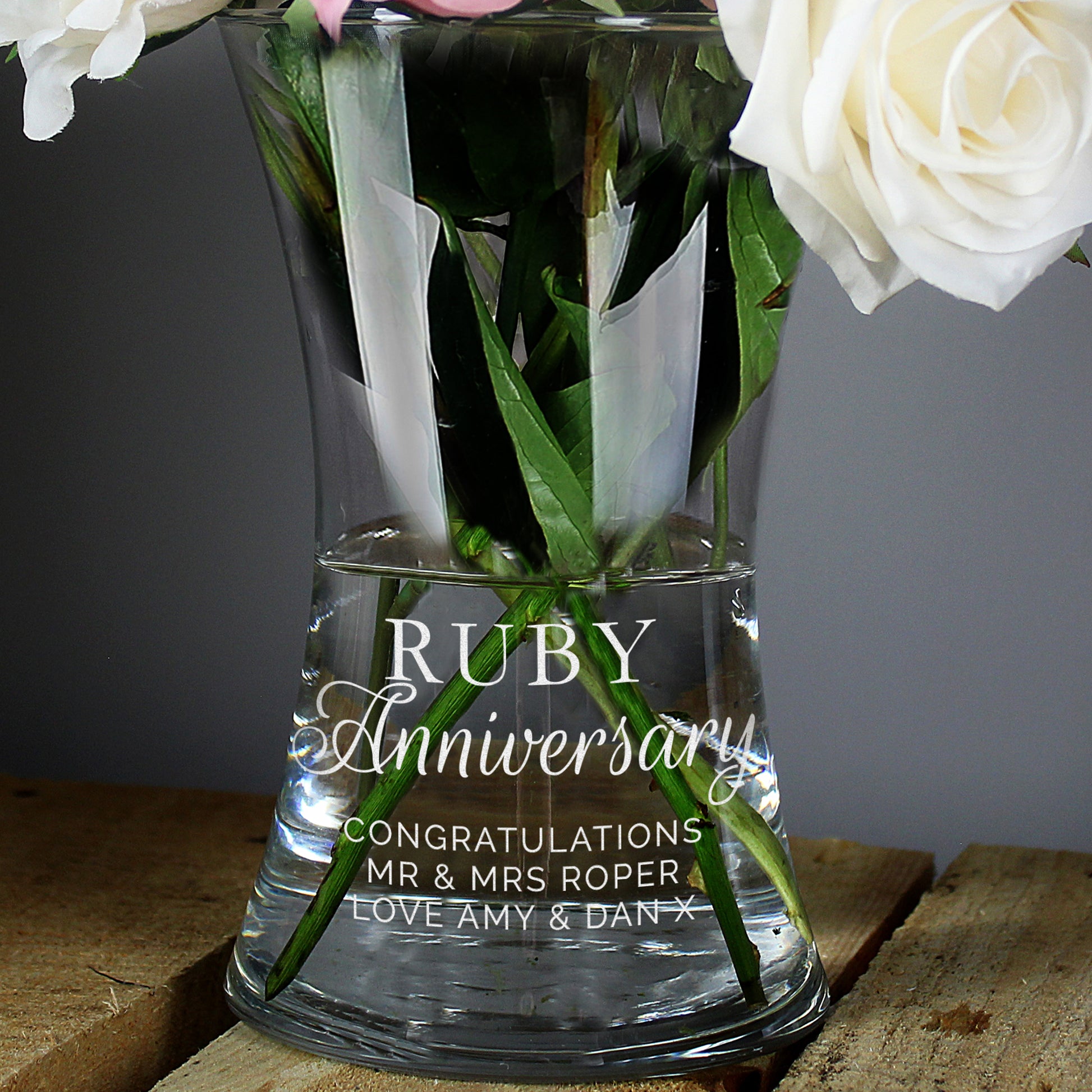 Personalised 'Ruby Anniversary' Glass Vase - image 5