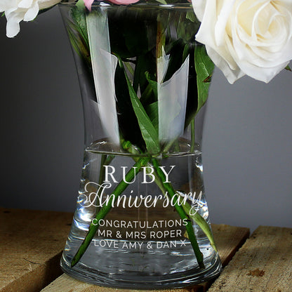 Personalised 'Ruby Anniversary' Glass Vase - image 5