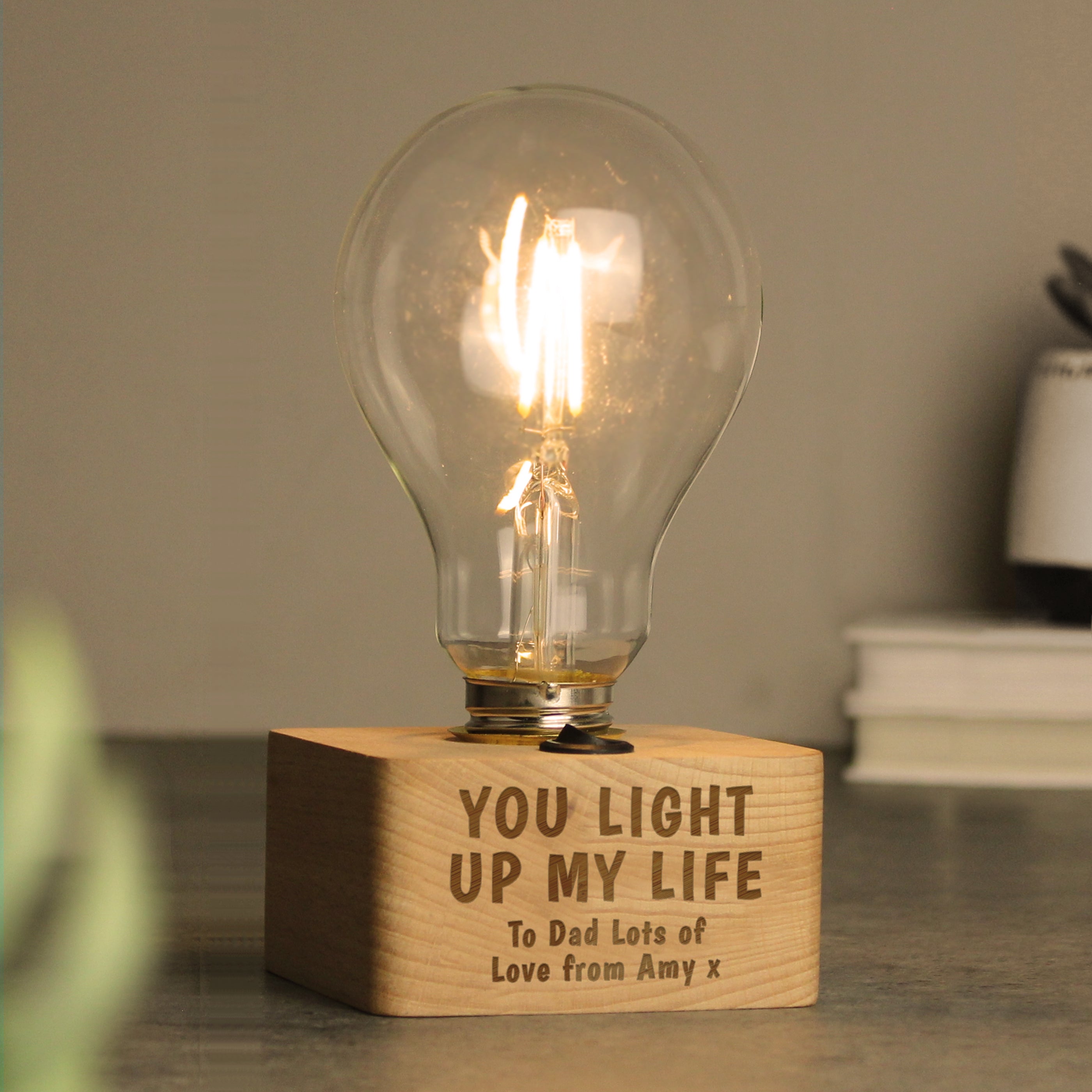 Personalised You Light Up My Life LED Bulb Table Lamp from Heartfelt Gifts