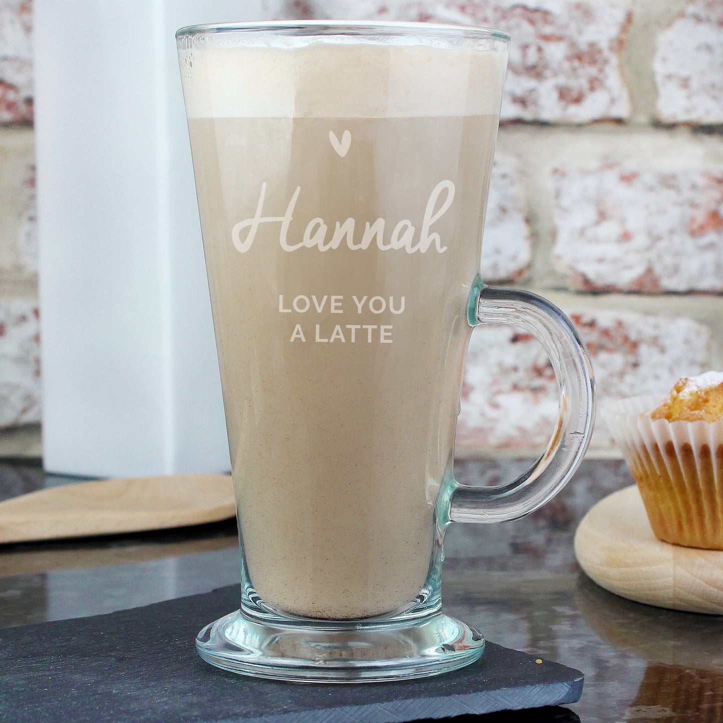 Personalised Heart Latte Glass from Heartfelt Gifts