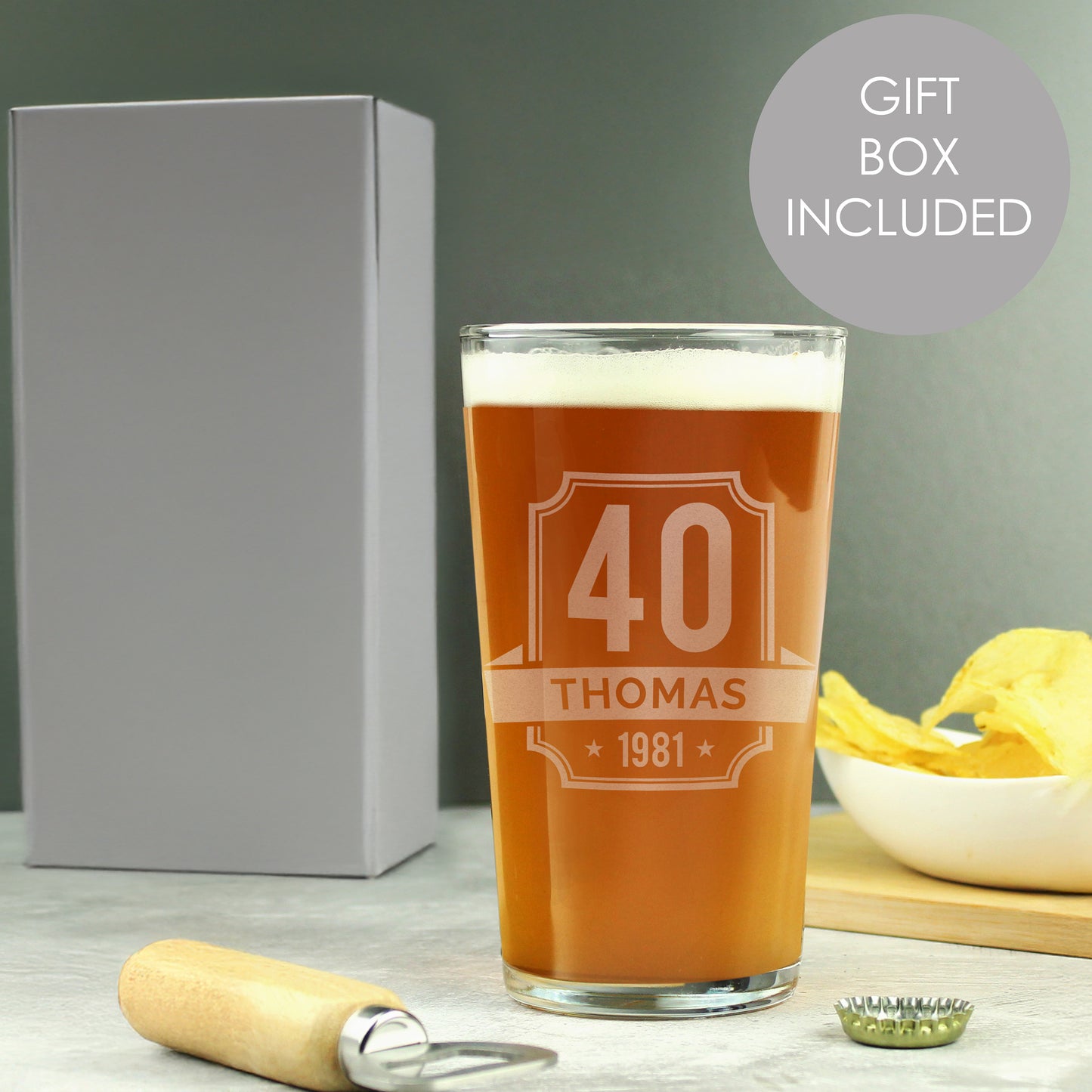 Personalised Big Age & Name Birthday Pint Glass from Heartfelt Gifts