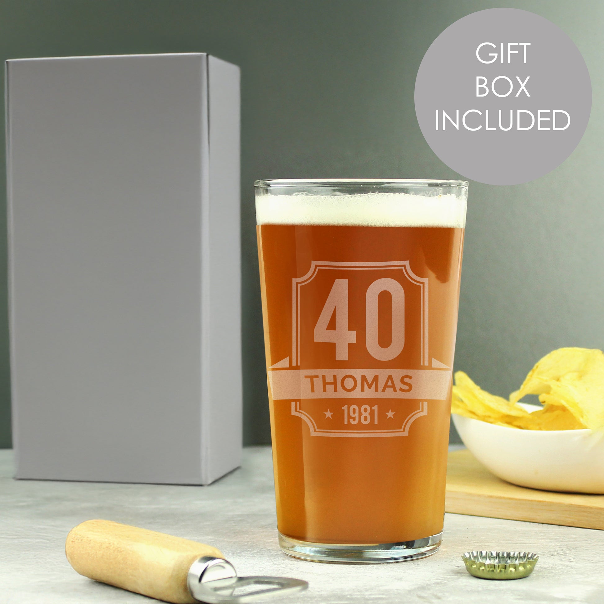 Personalised Big Age & Name Birthday Pint Glass from Heartfelt Gifts