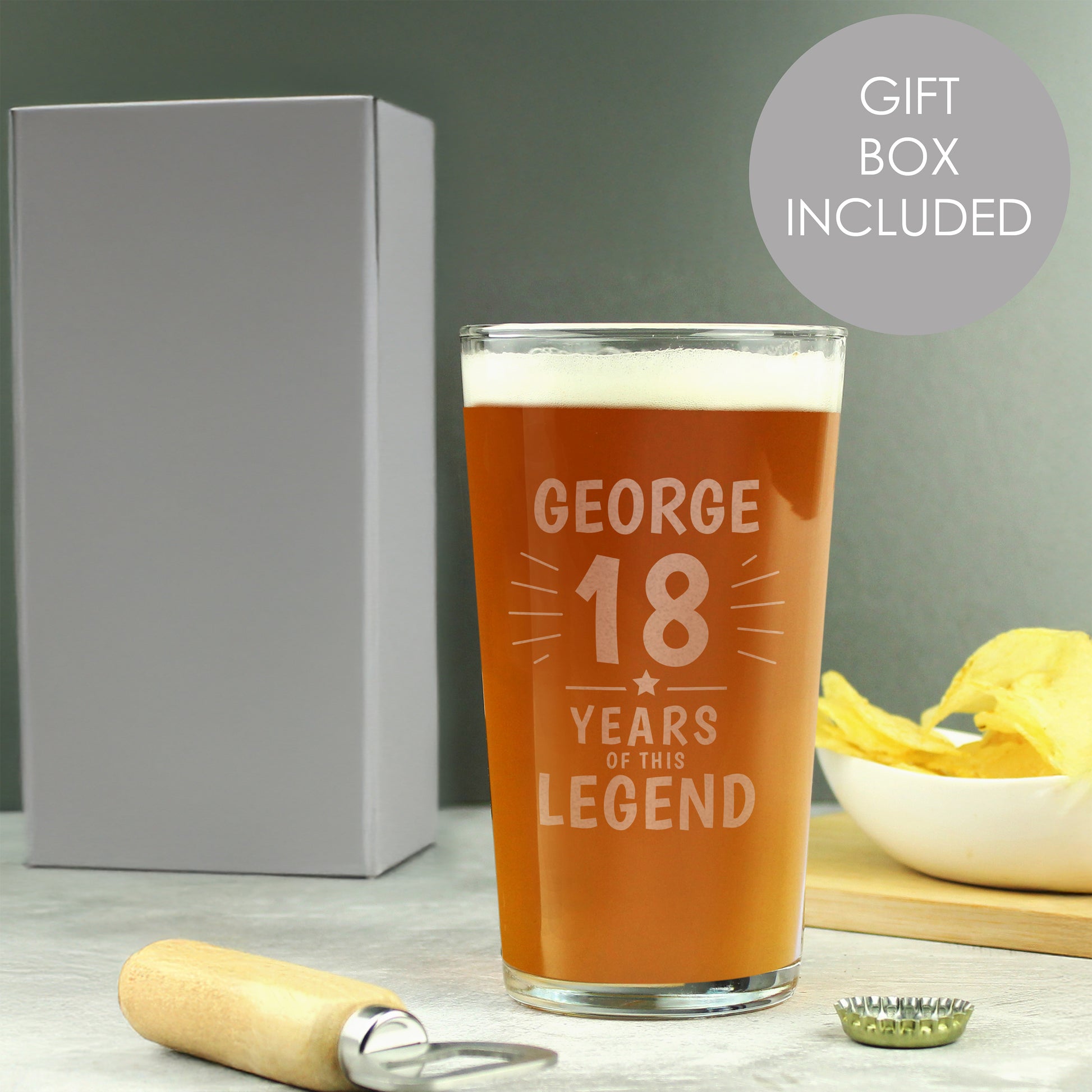 Personalised Years of This Legend Birthday Pint Glass from Heartfelt Gifts