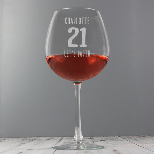 Personalised Big Age Bottle of Wine Glass from Heartfelt Gifts
