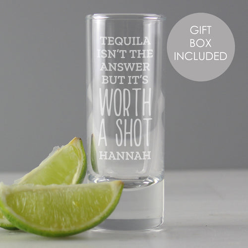 Personalised 'Worth A Shot' Shot Glass from Heartfelt Gifts