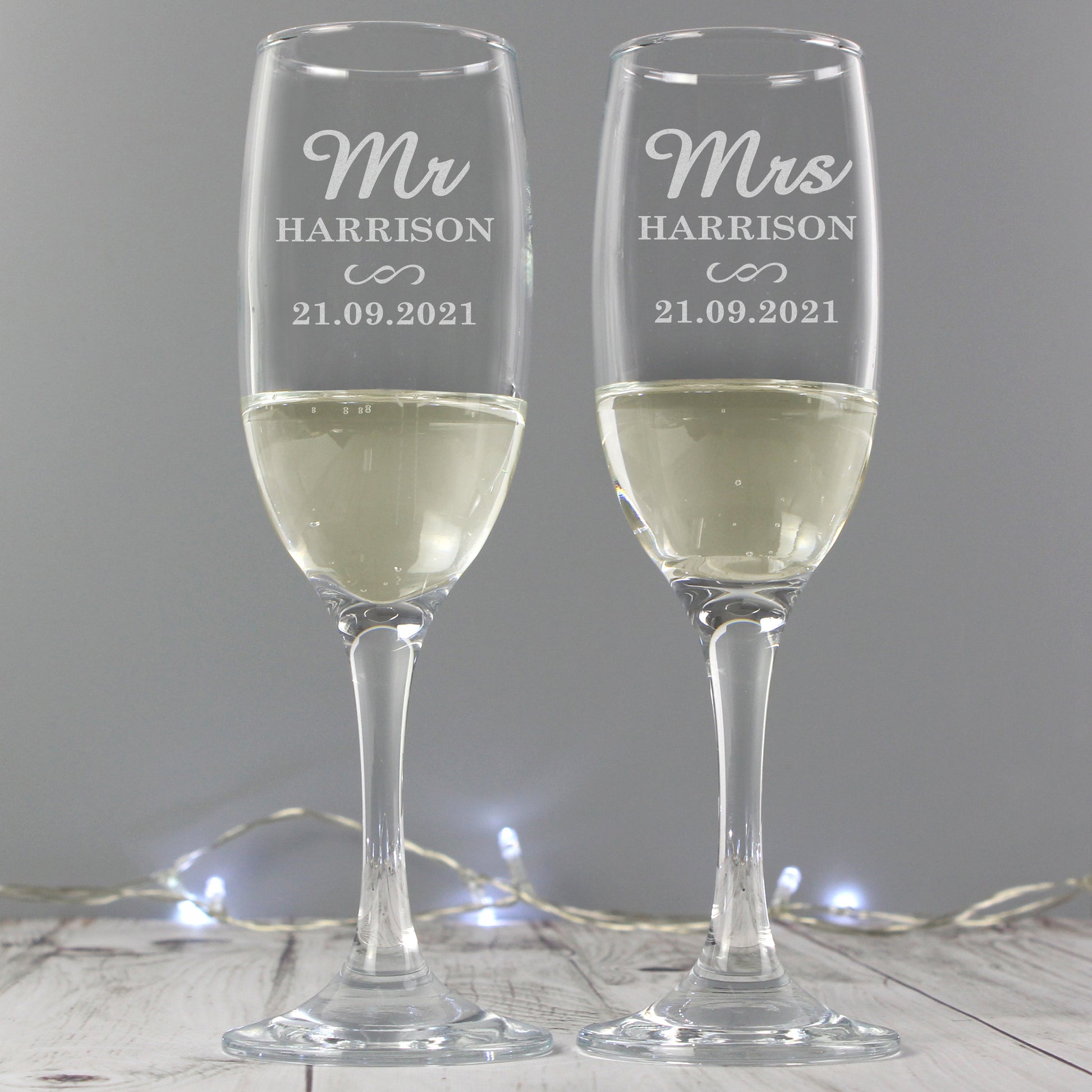 Personalised Mr & Mrs Pair of Flutes from Heartfelt Gifts