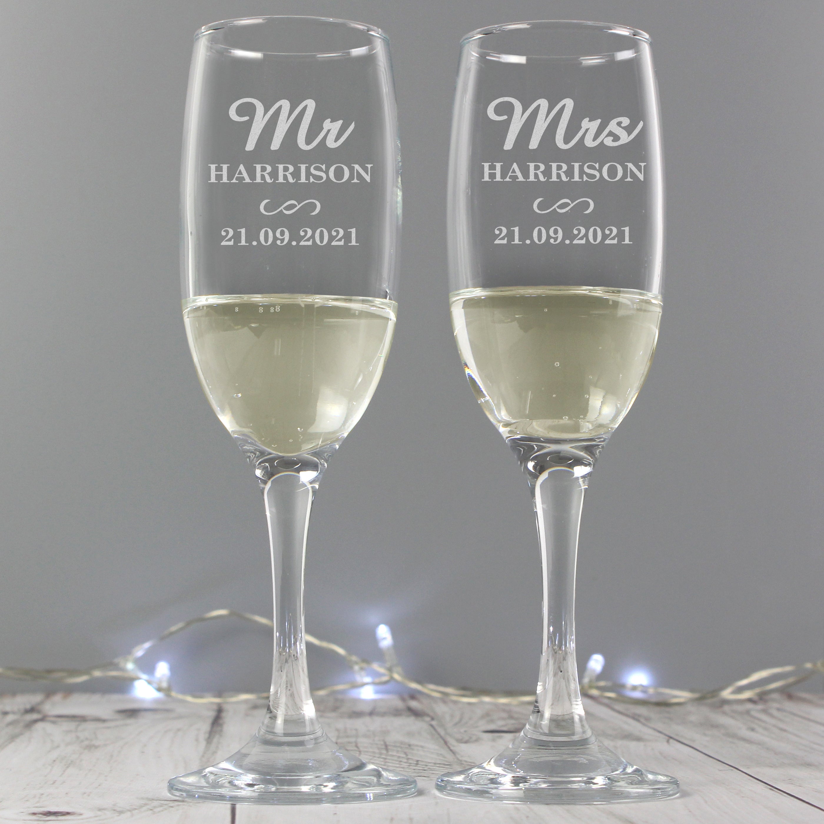 Personalised Mr & Mrs Pair of Flutes from Heartfelt Gifts