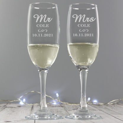 Personalised Mr & Mrs Pair of Flutes - image 3