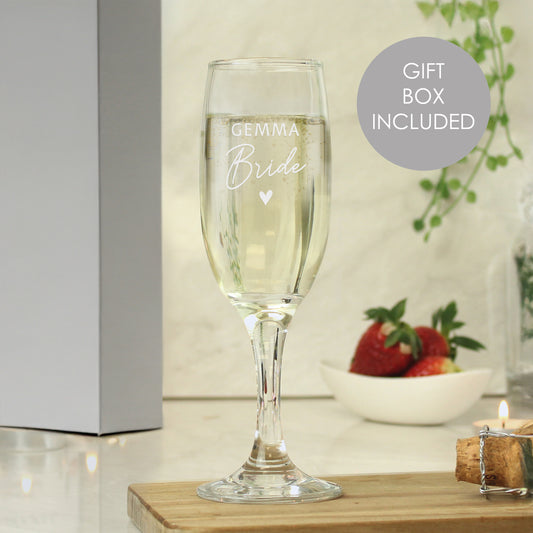 Personalised Bride Flute Glass from Heartfelt Gifts