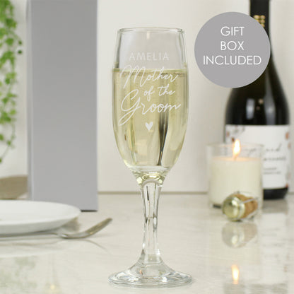 Personalised Mother of the Groom Flute Glass from Heartfelt Gifts