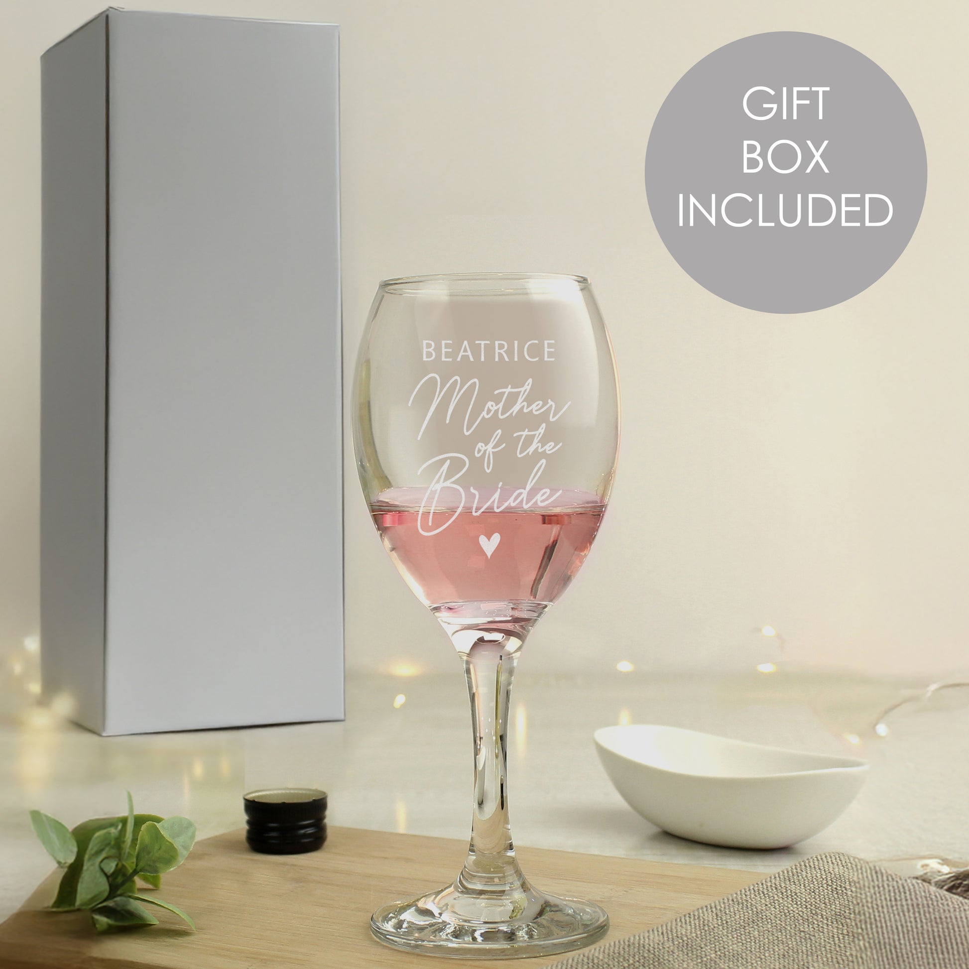 Personalised Mother of the Bride Wine Glass from Heartfelt Gifts