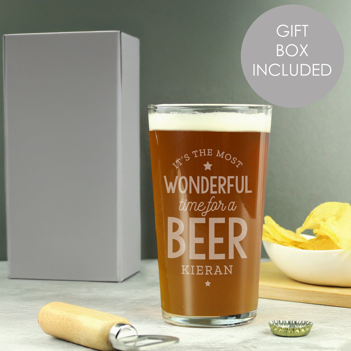 Personalised Wonderful Time For A Beer Pint Glass from Heartfelt Gifts