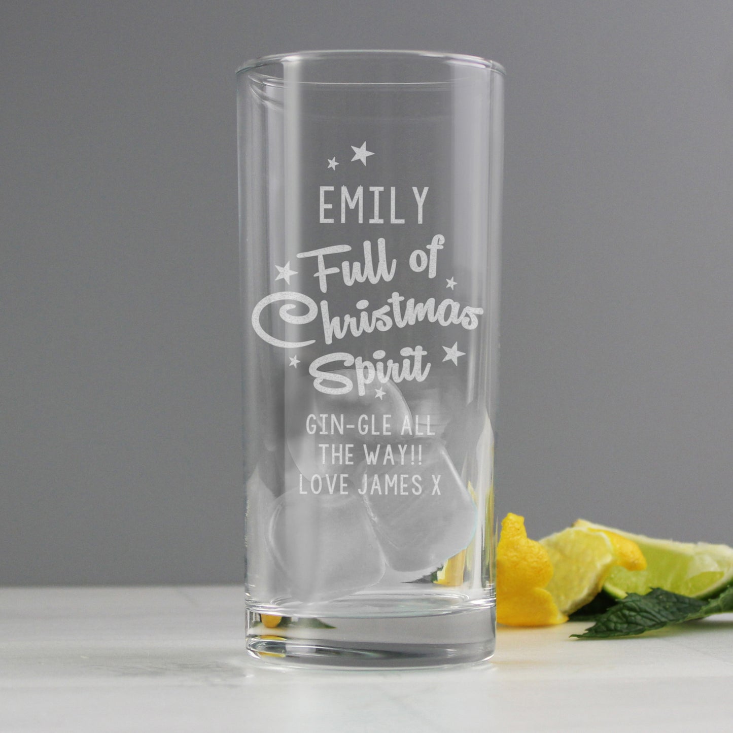 Personalised Full Of Christmas Spirit Hi Ball Glass - image 2